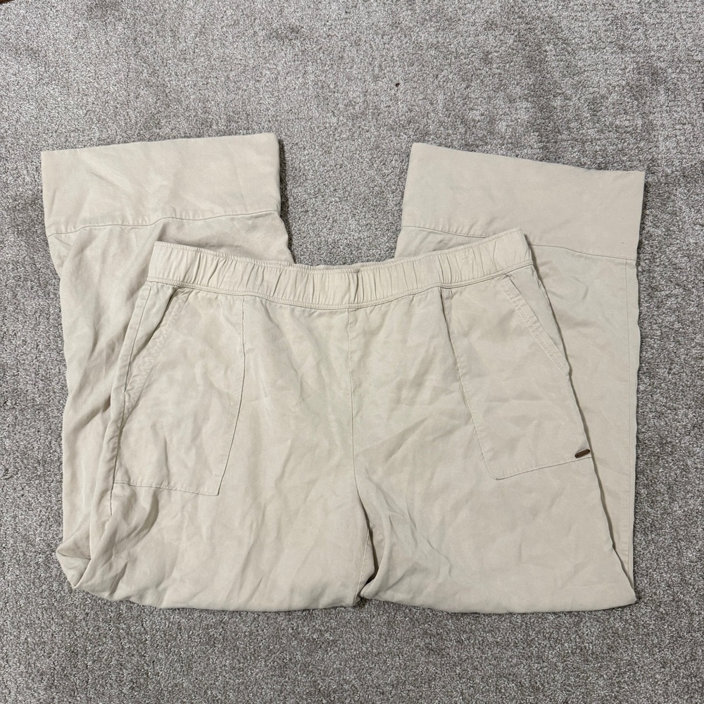 Cozy Earth Wide Leg Pants‎ Beige Elastic Waist Pockets Large Cozy Lounge Casual